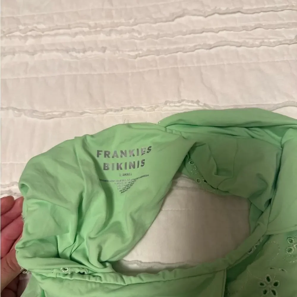 Frankie's Bikinis Roma Light Green Halter One Piece Swimsuit